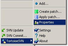 SVN externals: TortoiseSVN, step 1